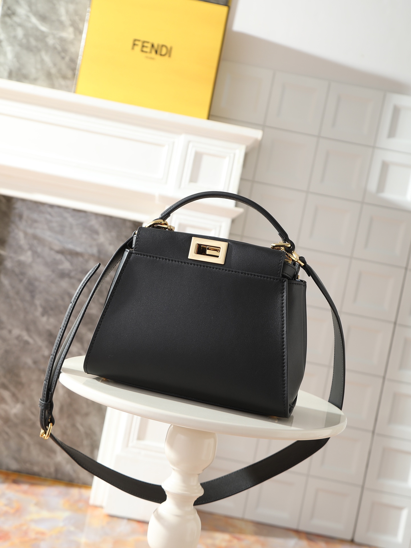 Fendi Peekaboo Mini Calfskin Peekaboo-Black