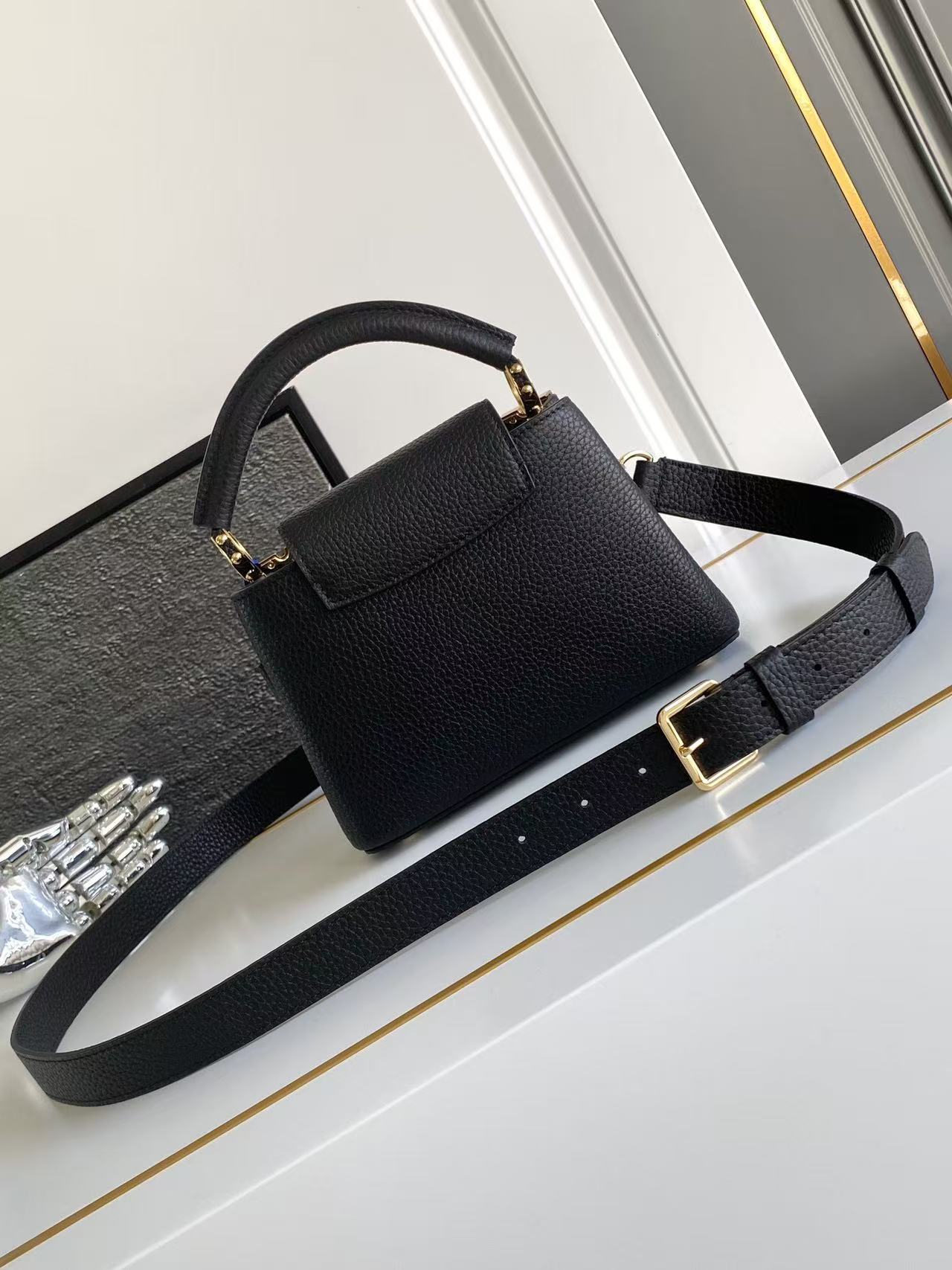 Louis Vuitton LV Black Shell Logo Handbag Shoulder Bag