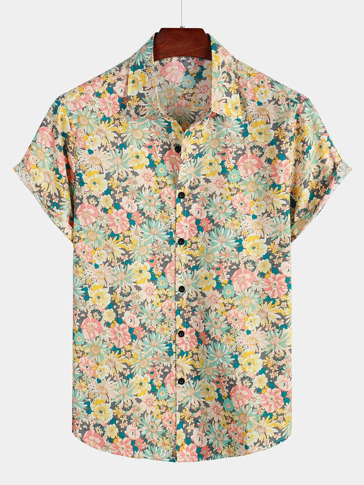 Men's Floral Cotton Short Sleeve Shirt