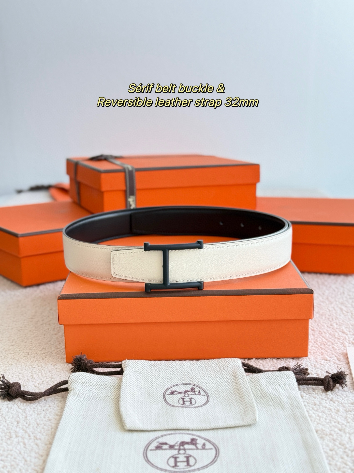 Hermes Serif Reversible leather belt 32mm