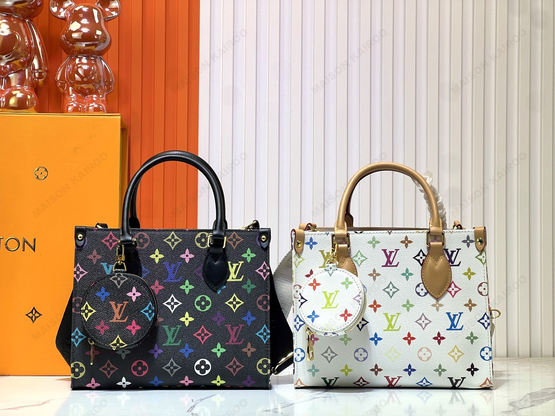 Louis Vuitton LV x TM OnTheGo PM Multicolor Monogram Canvas Coin Purse Woven Strap Top Handle Tote Bag - KAIROO