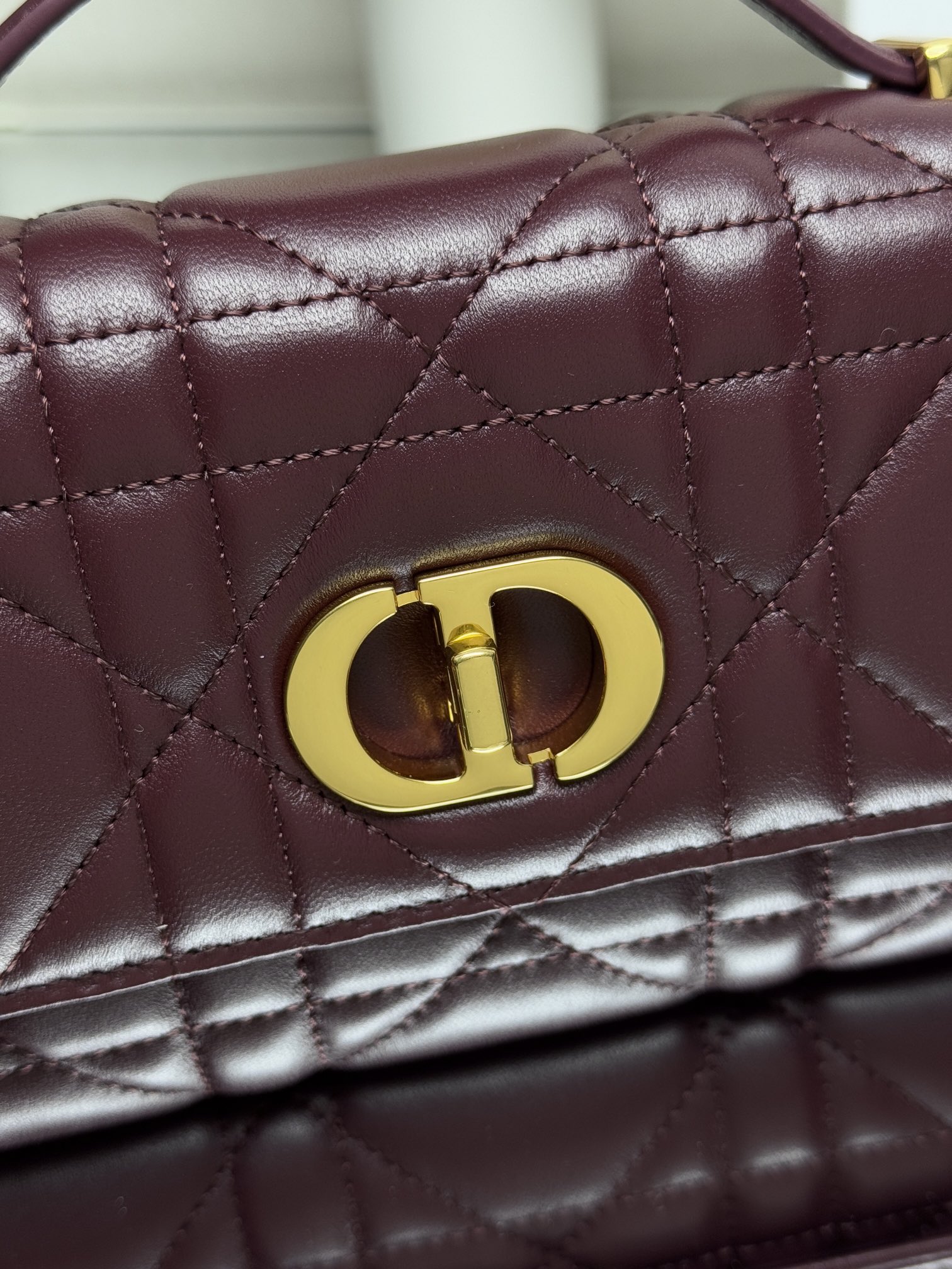 Dior Miss  Caro Handle Bag/Clutch in Burgundy Cannage Lambskin