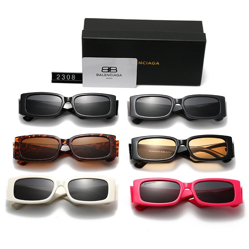 Balenciaga Logo Print Everyday Rectangular Sunglasses Top quality - KAIROO