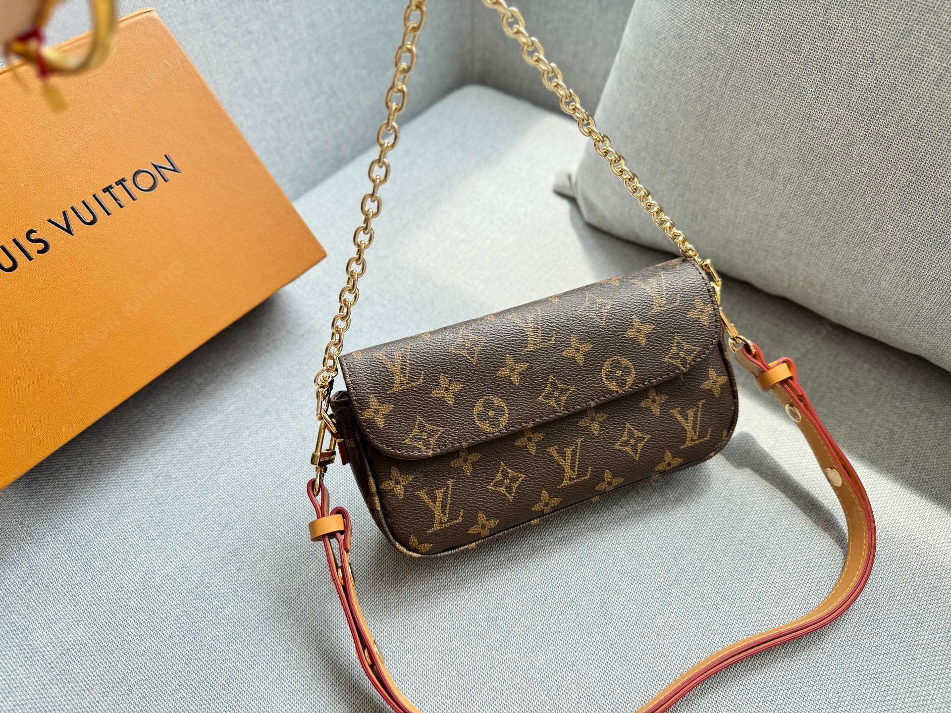 Louis Vuitton LV Ivy WOC Brown Monogram Coated Canvas Leather Baguette Hobo Shoulder Bag - KAIROO