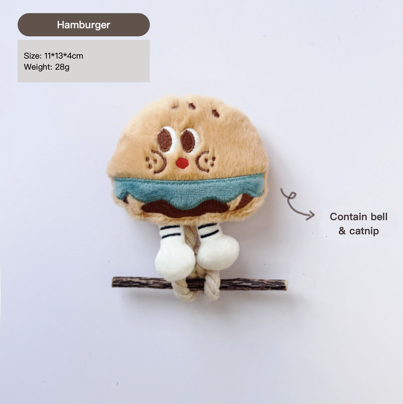 Plush Cat Teeth Cleaning & Grinding Silvervine Chewing Toy Contain Bell & Catnip