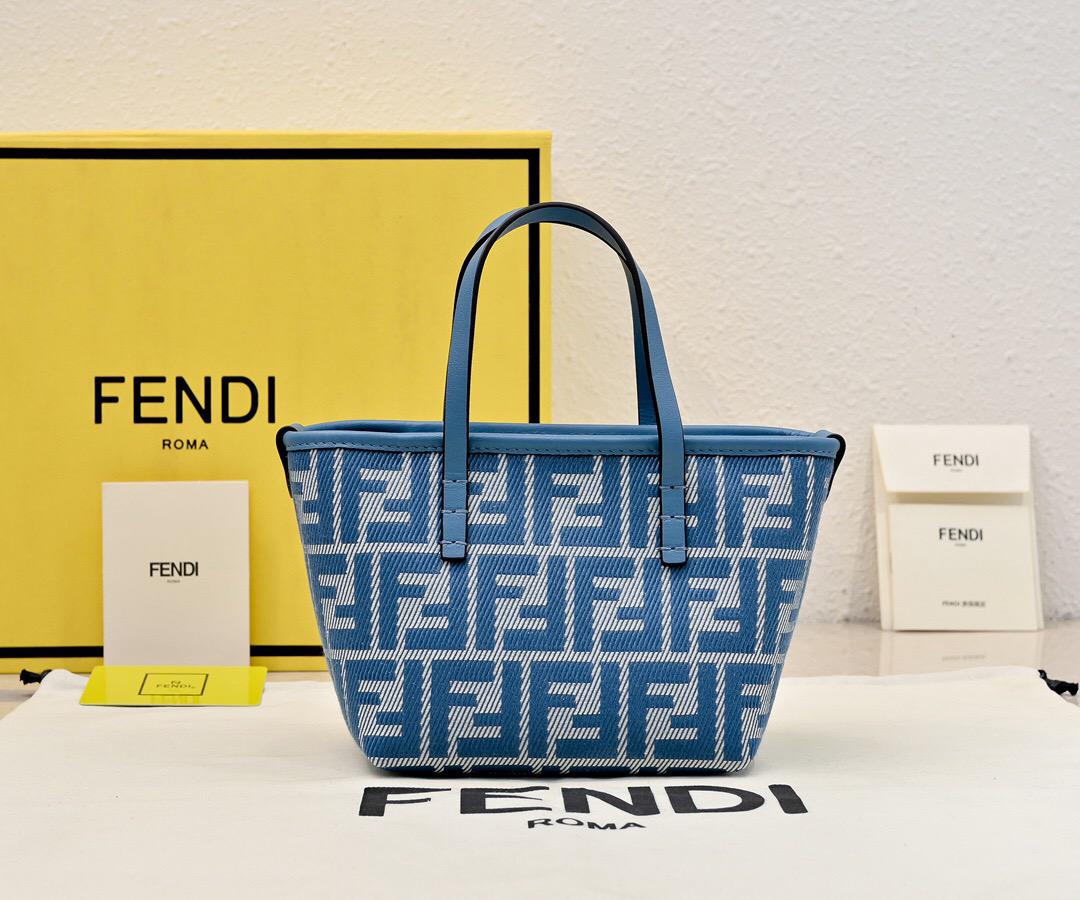FENDI Roll Mini FF Denim jacquard mini Tote bag