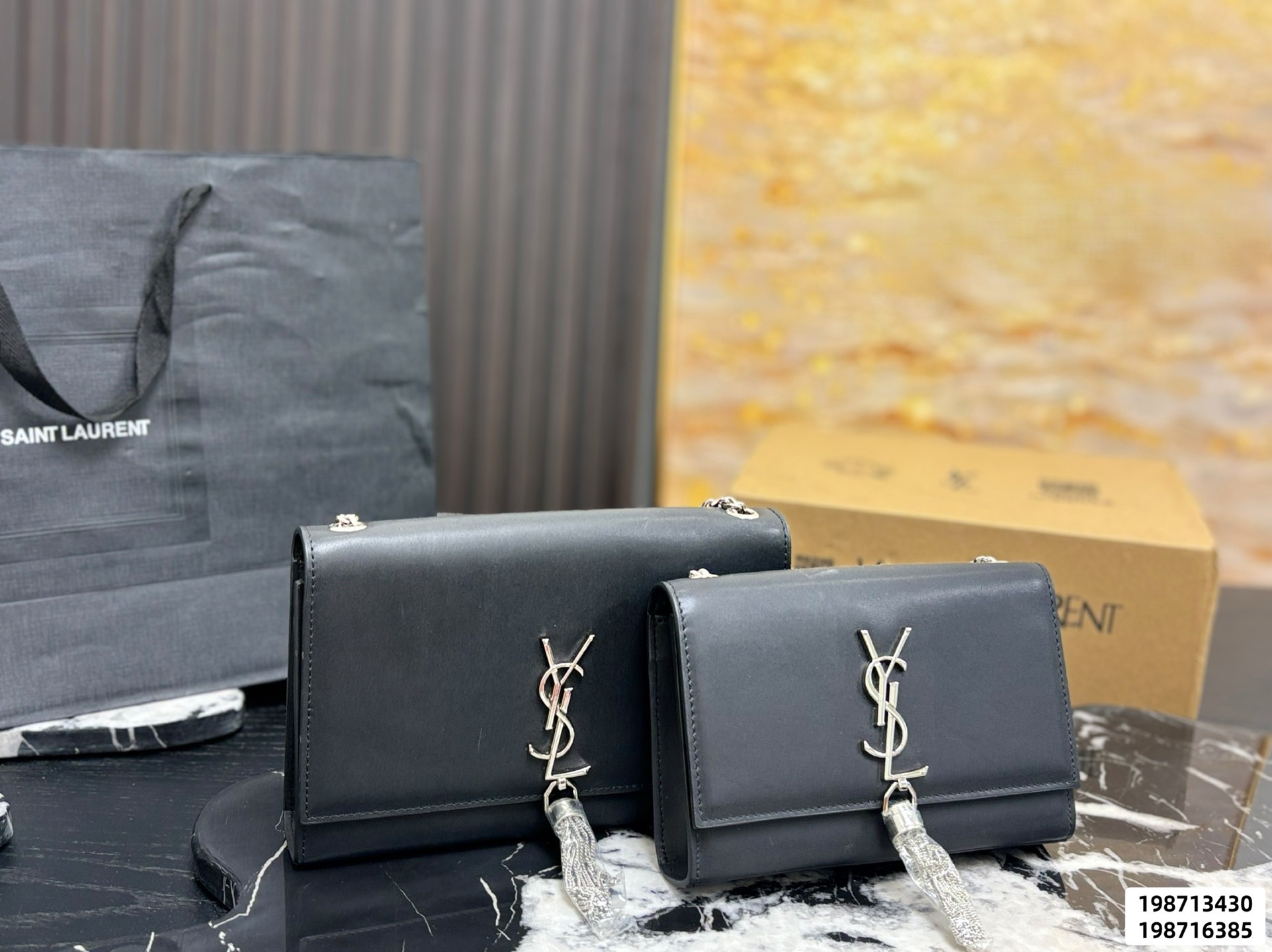 Saint Laurent YSL Kate Small& Medium Smooth Leather Chain Gold/Silver Tassel Shoulder Bag - KAIROO