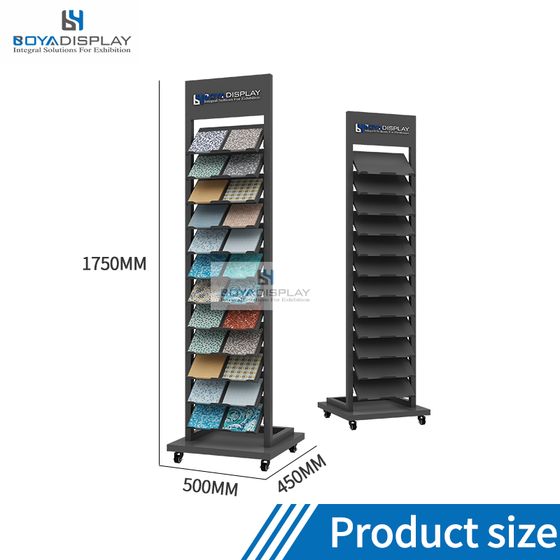 Boya Xxl231 Customization Removable Luxury Easy Set Double-row Vertical Simple Tile Wooden Door Display Stand Rack for Showroom