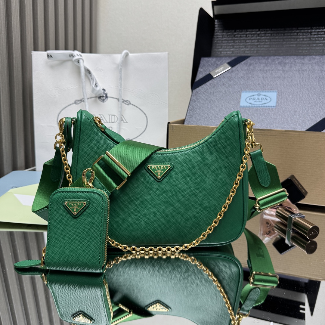 Prada Re-Edition 2005 Saffiano leather bag-Green1BH204