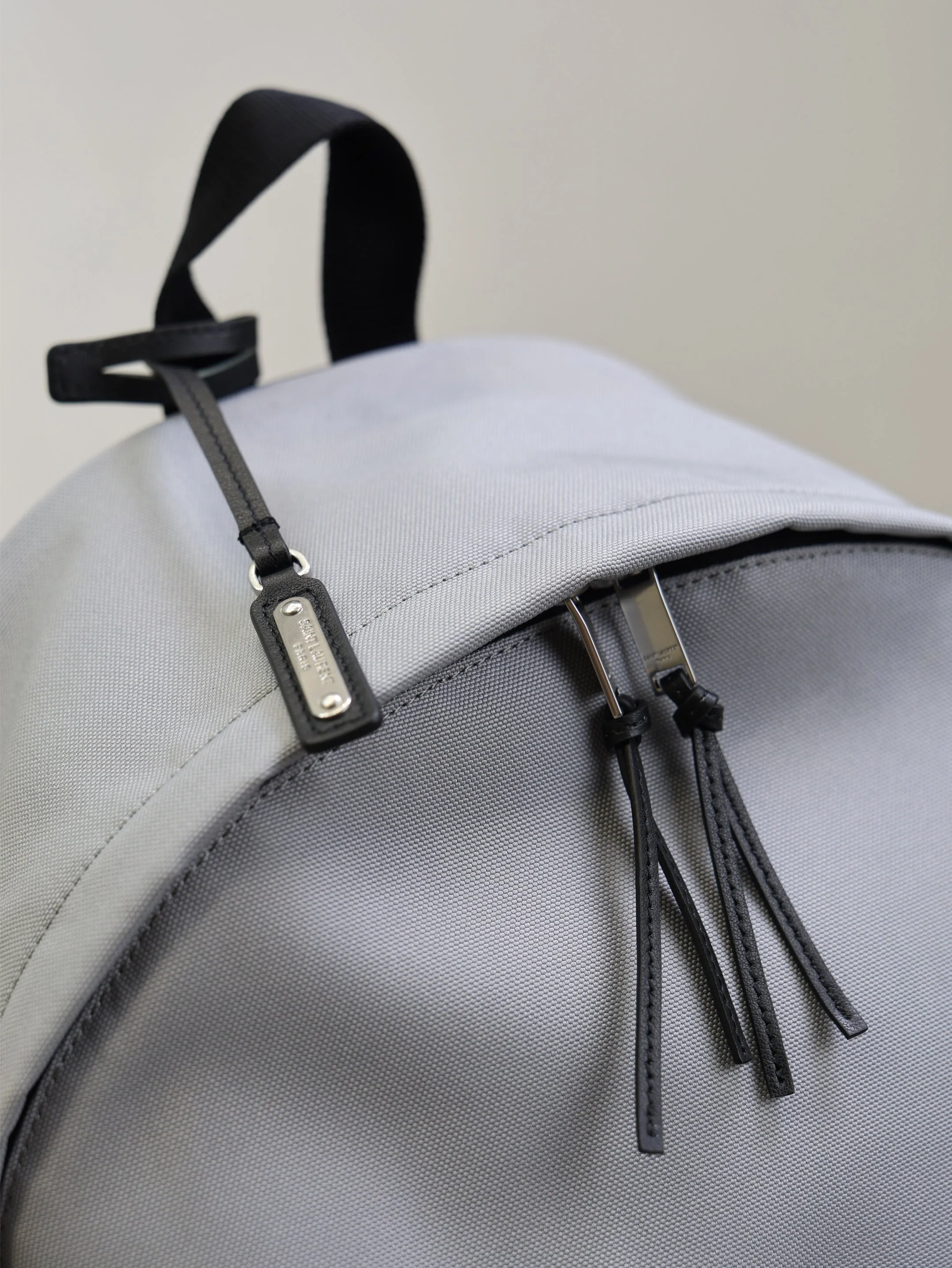 Saint Laurent YSL City Backpacks Light Gray Cowhide Cotton