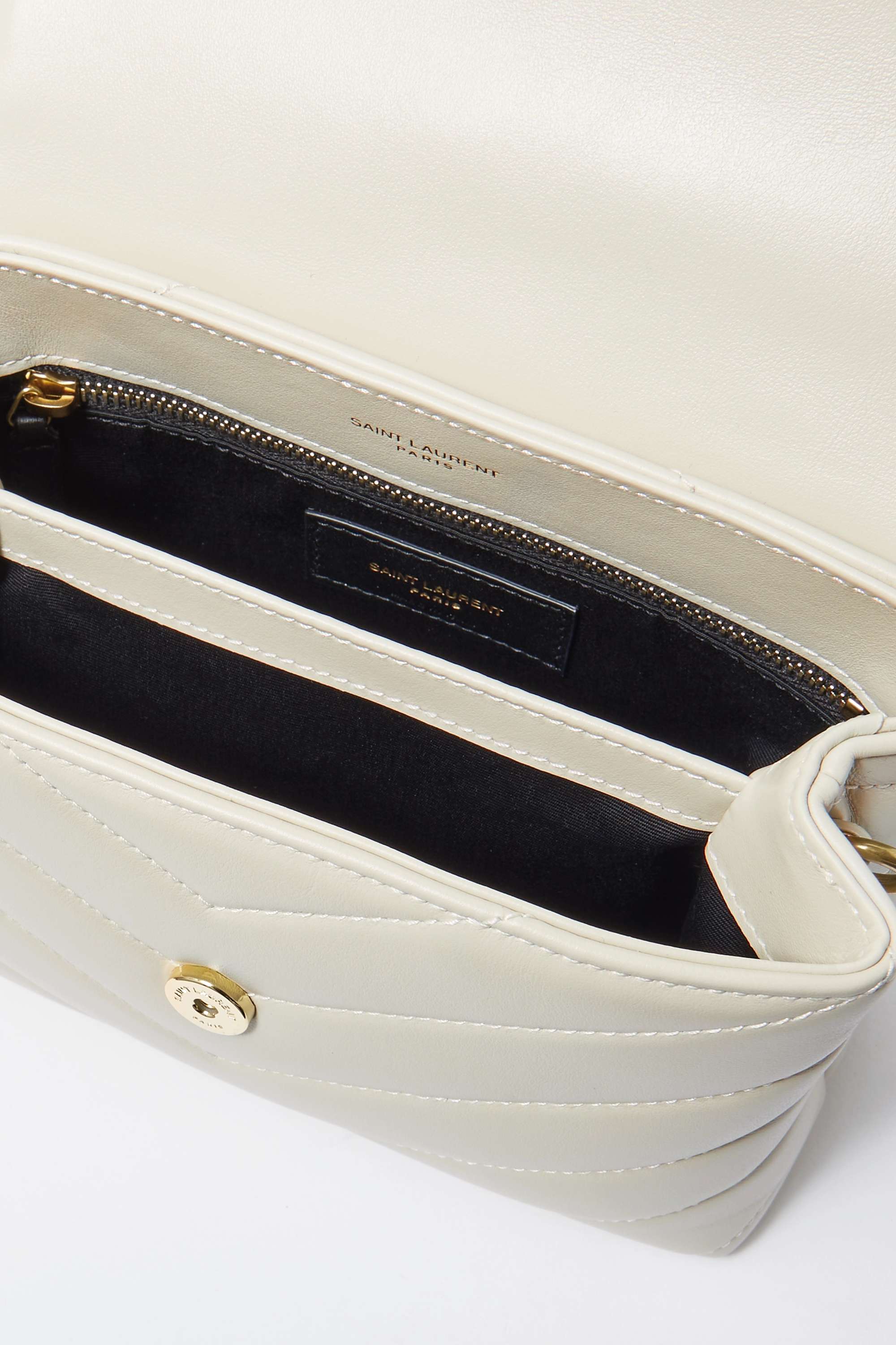 YSL SAINT LAURENT Loulou Toy quilted leather shoulder bag cream