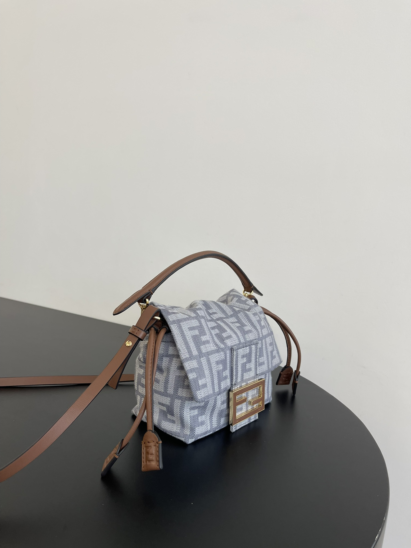 Fendi Denim Monogram Mama Baguette Adjustable Handle FF Clasp Bag - KAIROO