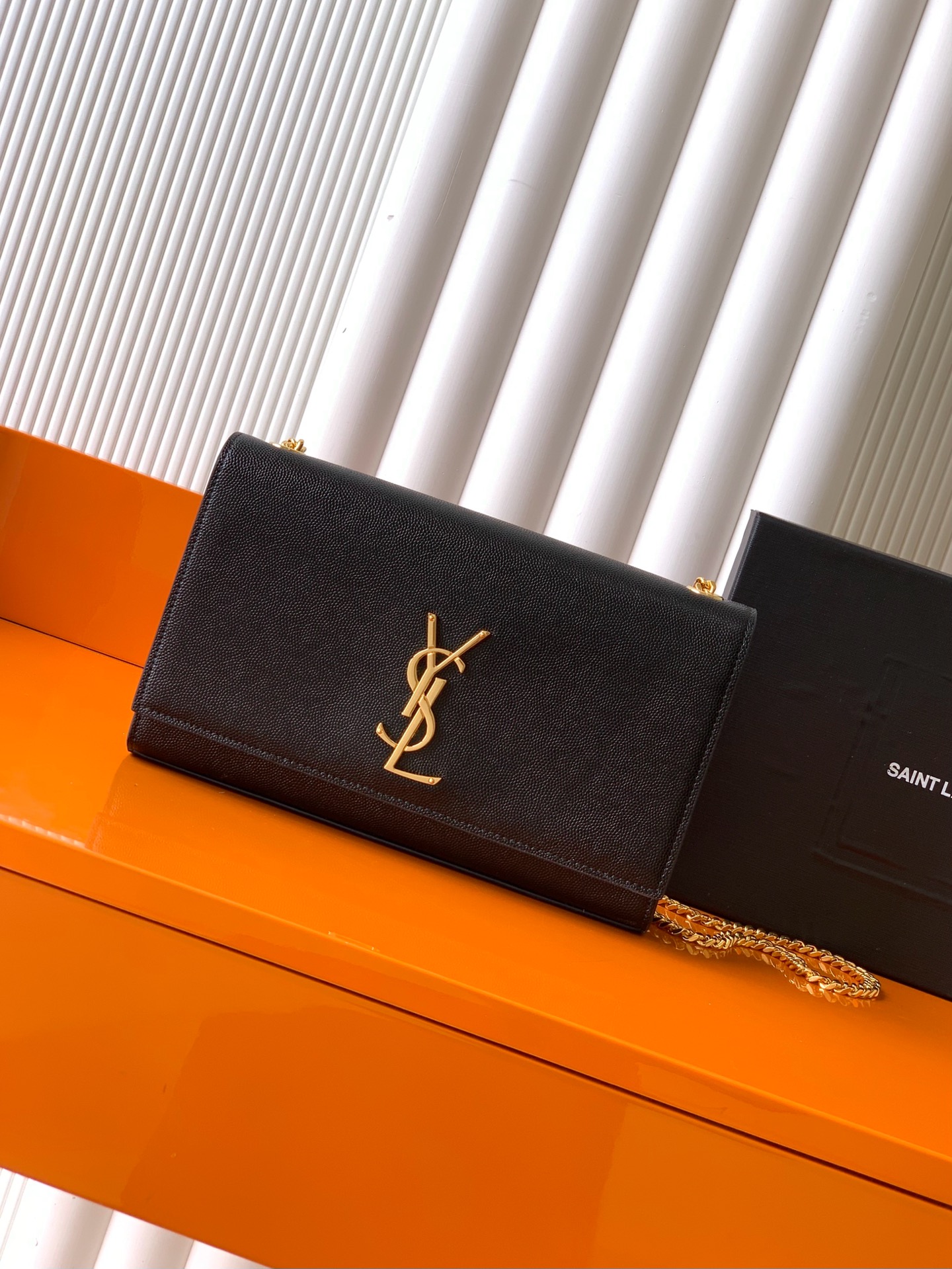 Saint Laurent Black Grained Calfskin Medium Kate
