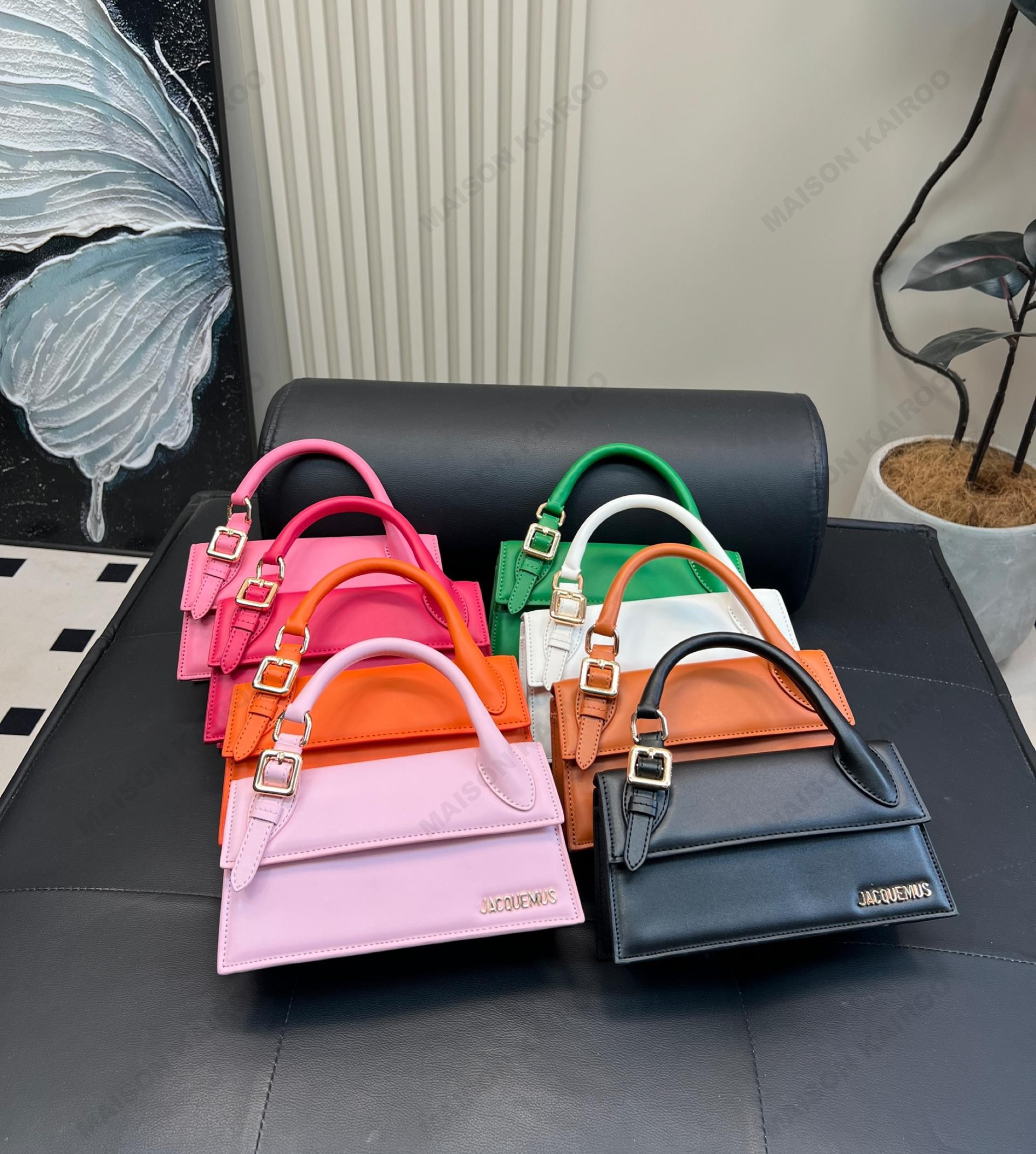 Jacquemus The long Chiquito East West Buckle Adjustable Handle Smooth Leather Flat Crossbody Bag - KAIROO