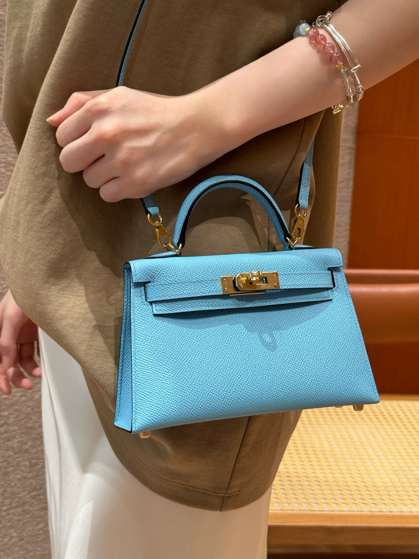 Hermes Celeste Epsom Mini Kelly 20 II