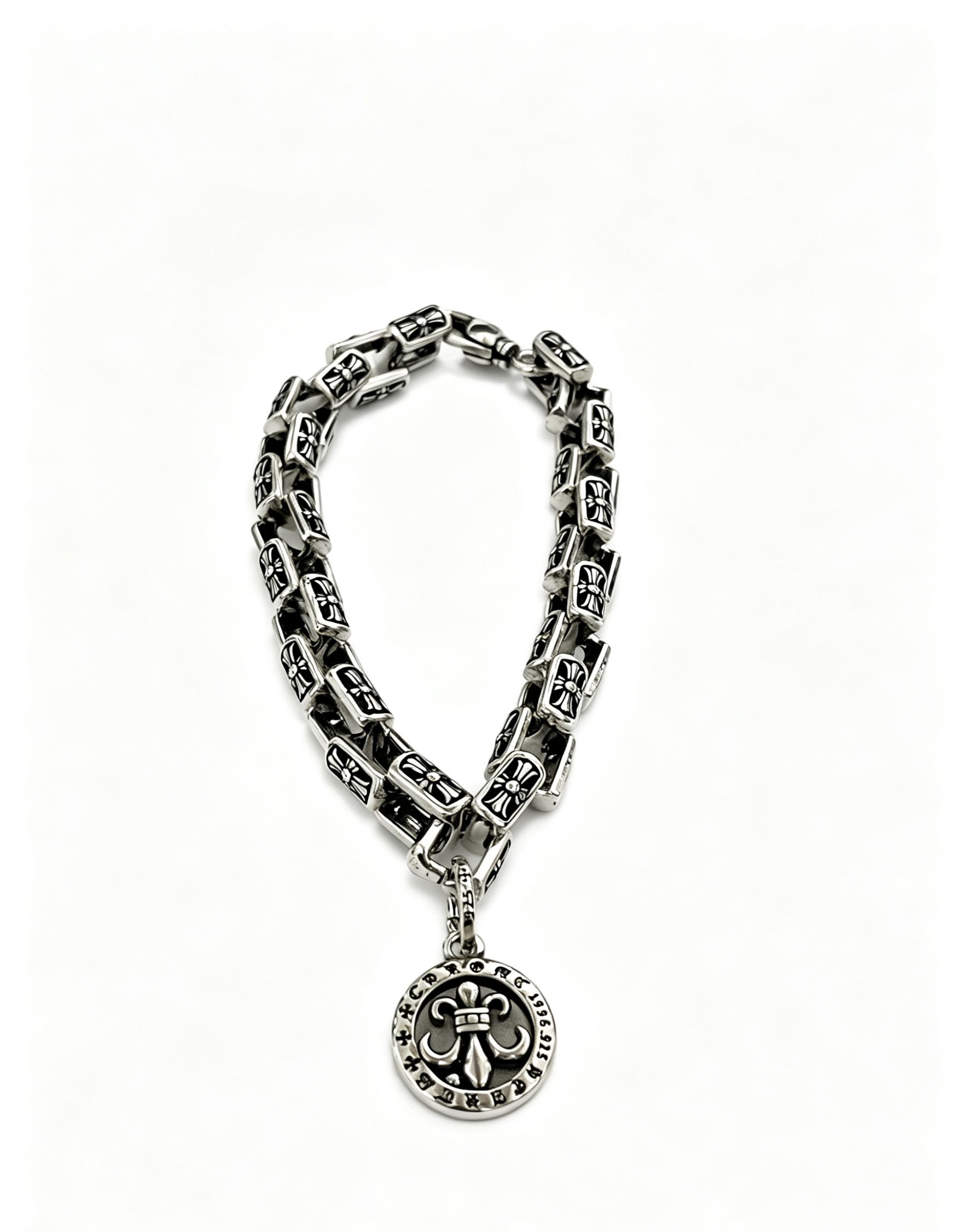 Chrome Hearts Oxidized Silver Unisex Bracelet