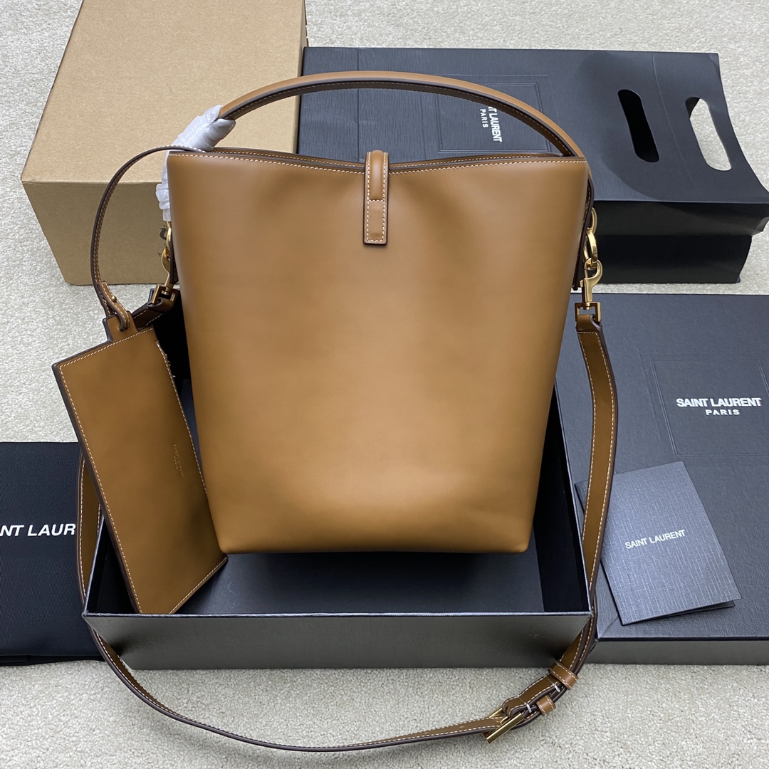Saint Laurent LE 37 Large Bucket Bag in Camel Calfskin 742828
