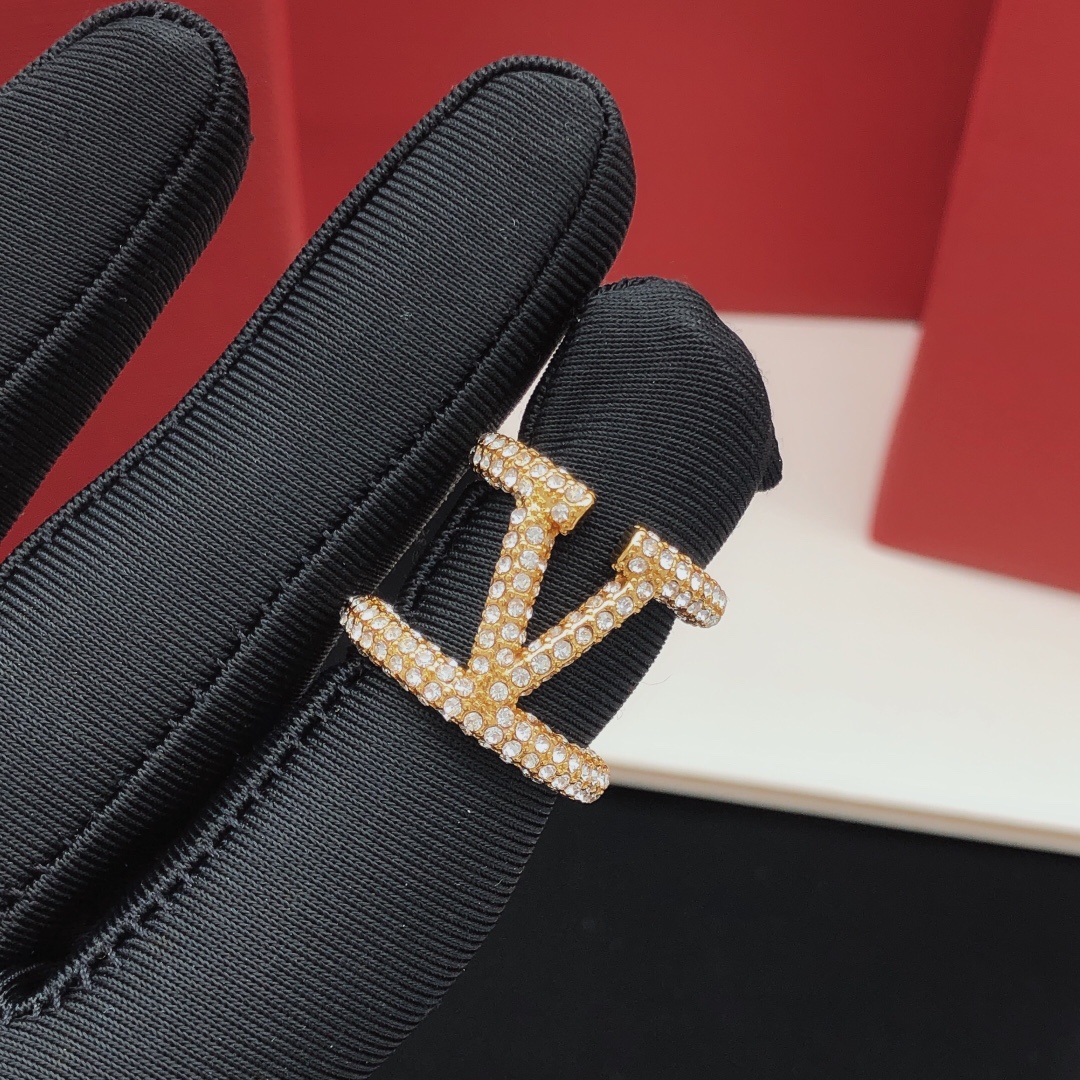 Valentino Crystal Pave Open Back Wrap-around VLogo Ring - KAIROO