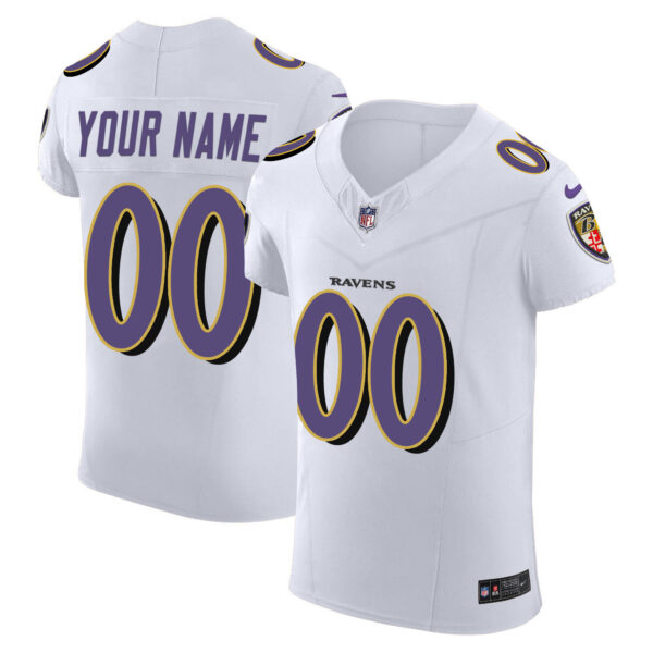 Baltimore Ravens Nike Purple Black White Vapor F.U.S.E. Elite Custom Jersey