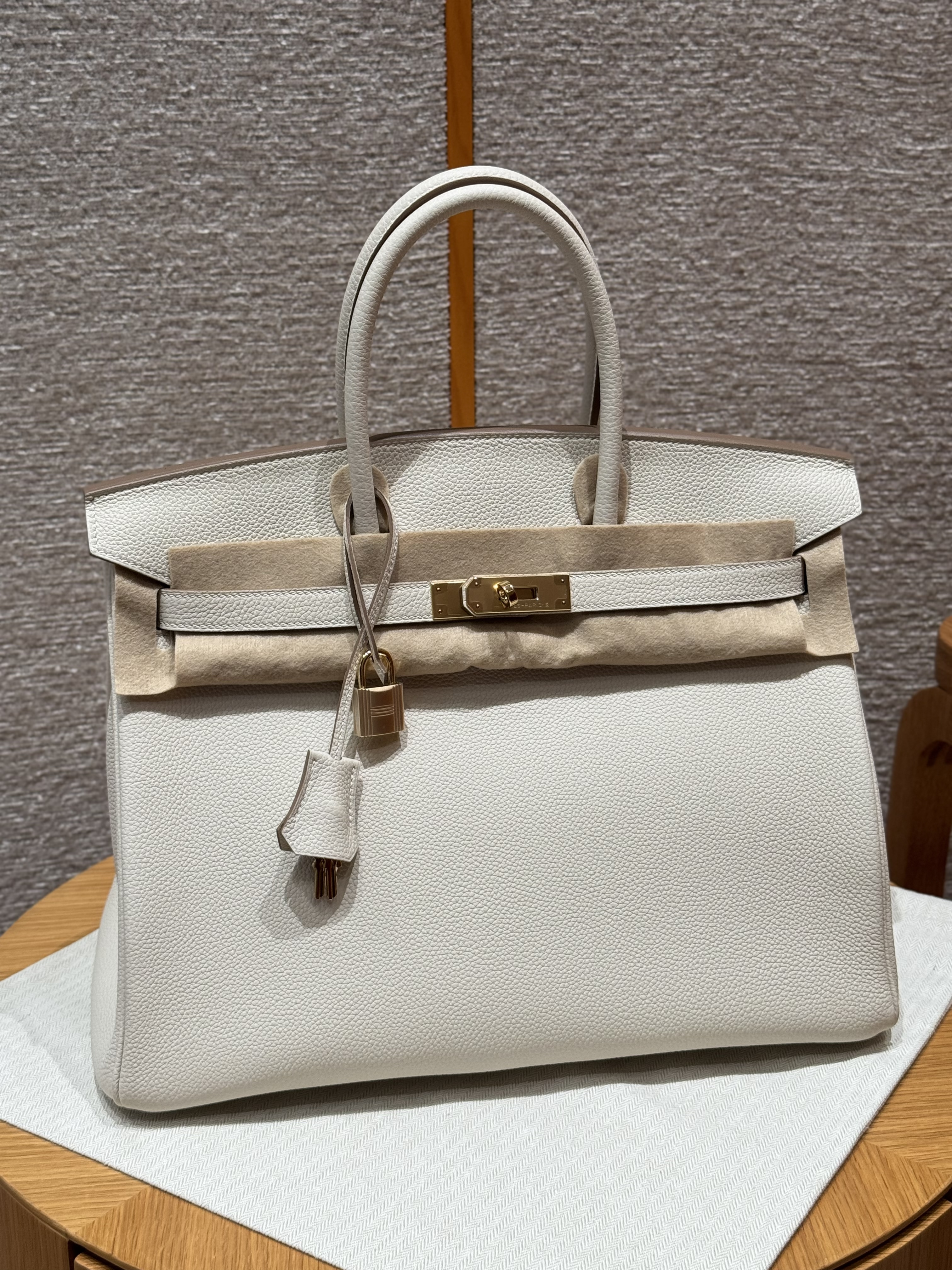 Hermes Craie Togo Birkin 35 Bag