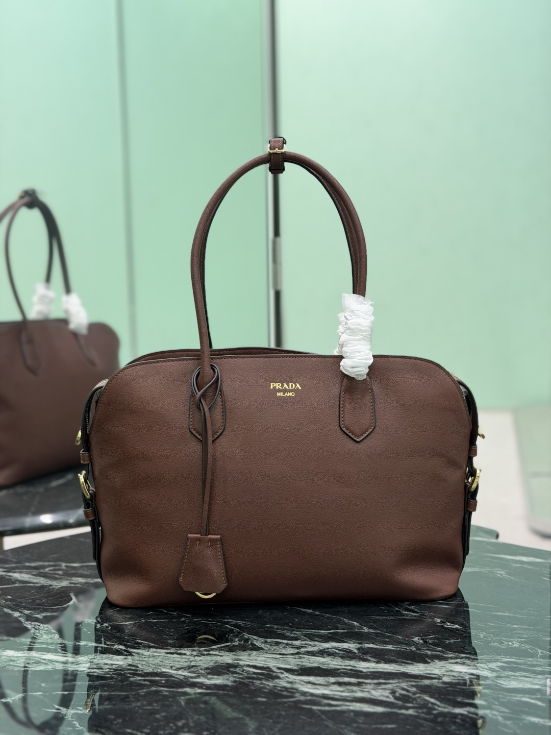 Prada Large leather tote bag-Cocoa 1BG600