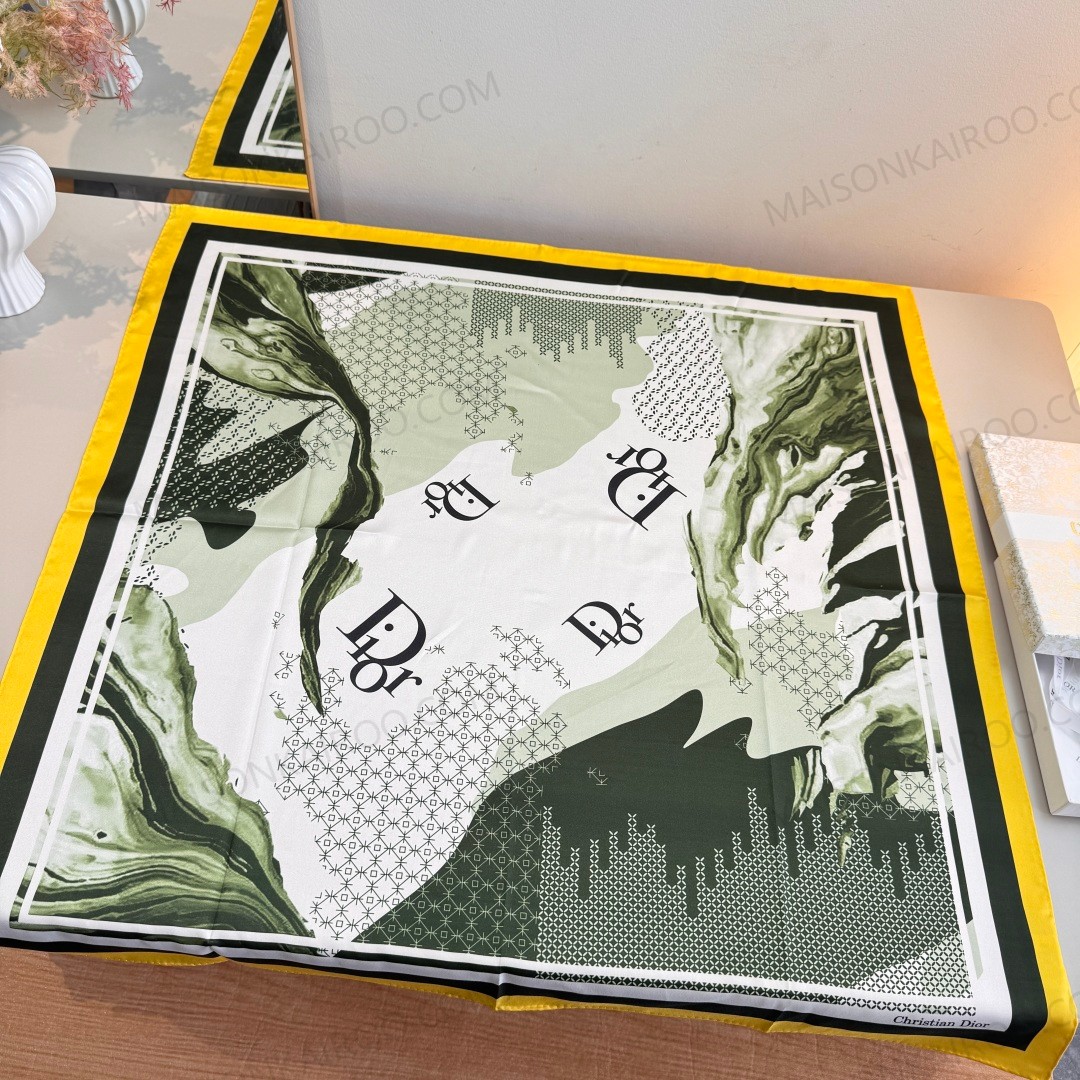 Dior Marble Letter 90 Silk Scarf - KAIROO