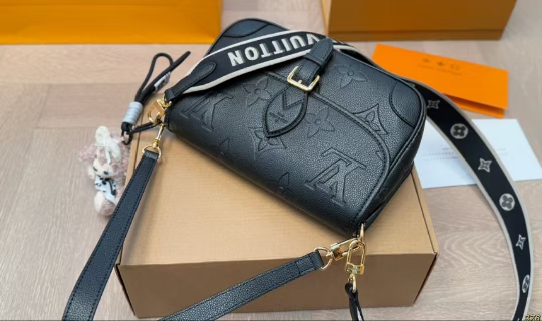 Louis Vuitton LV Black baguette shoulder strap handbag