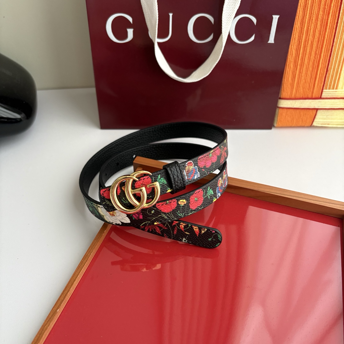 Gucci Reversible GG Marmont Thin Belt 2cm