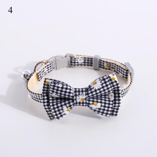 Cat Bowknot Collars Daisy Sunflower Print Fabric Cotton Cat Bow Tie Lovely Neck Strap Blue Pink Bowknot Cute for Small Middle Cat