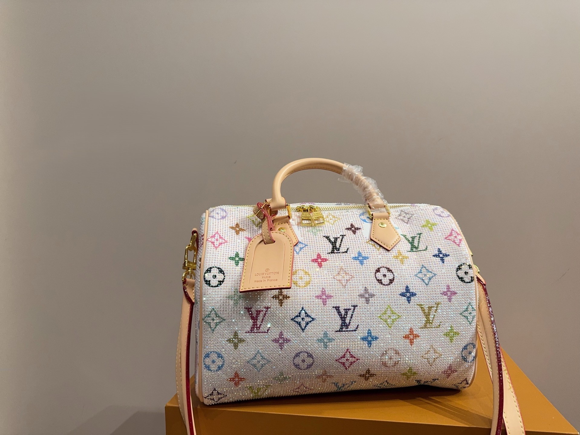 Louis Vuitton LV x TM LV Speedy 30 Full White Crystal Multicolore Boston Top Handle Bag - KAIROO