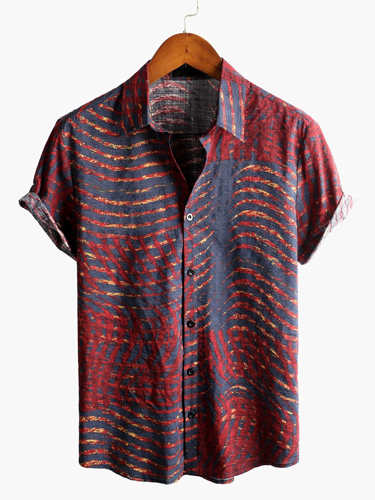 Men's Striped Print Short Sleeve Shirt