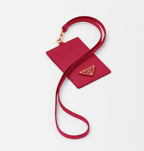 Prada Saffiano Leather Badge Holder-Red