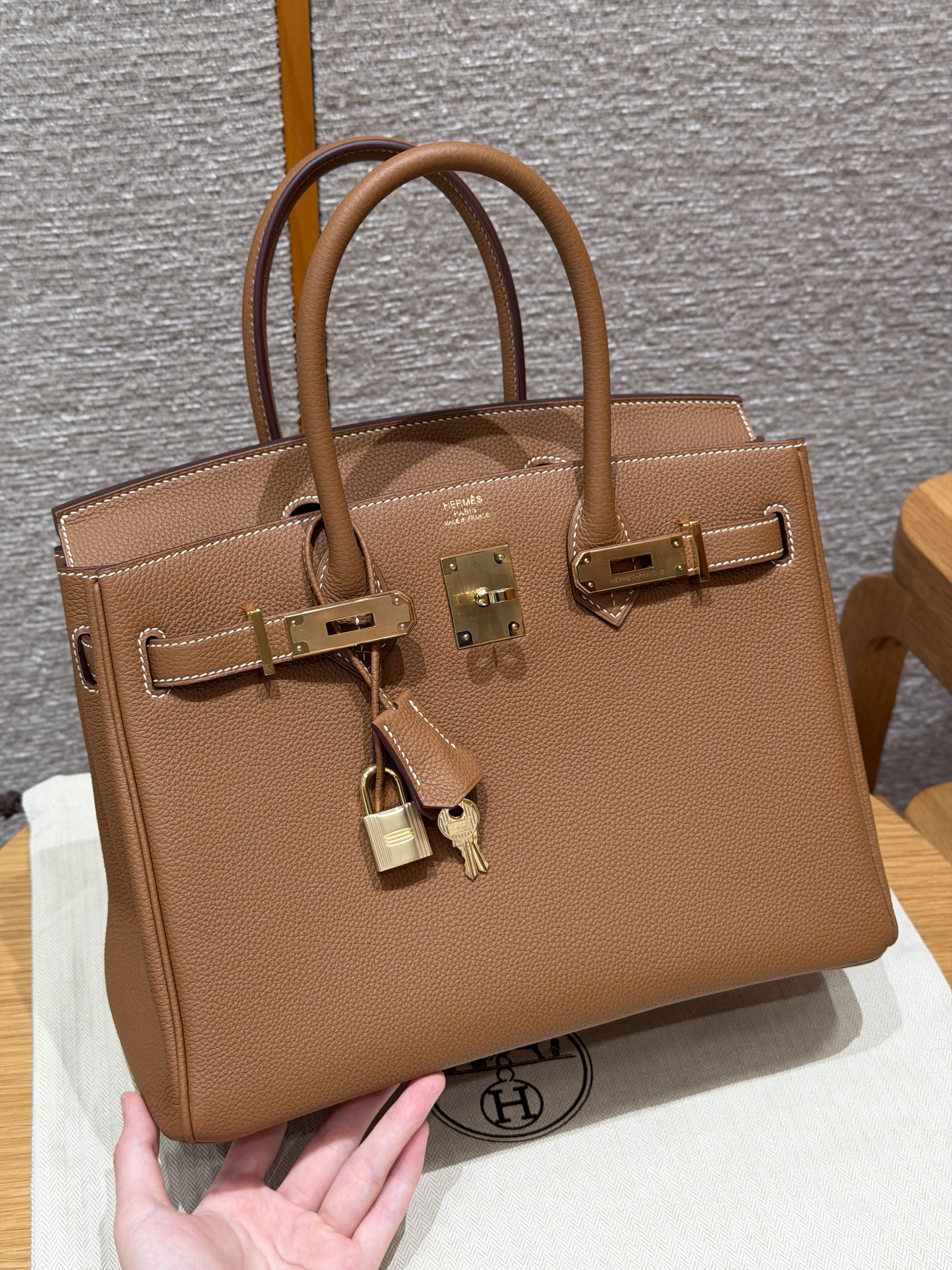 Hermes Gold Togo Birkin 30 Bag