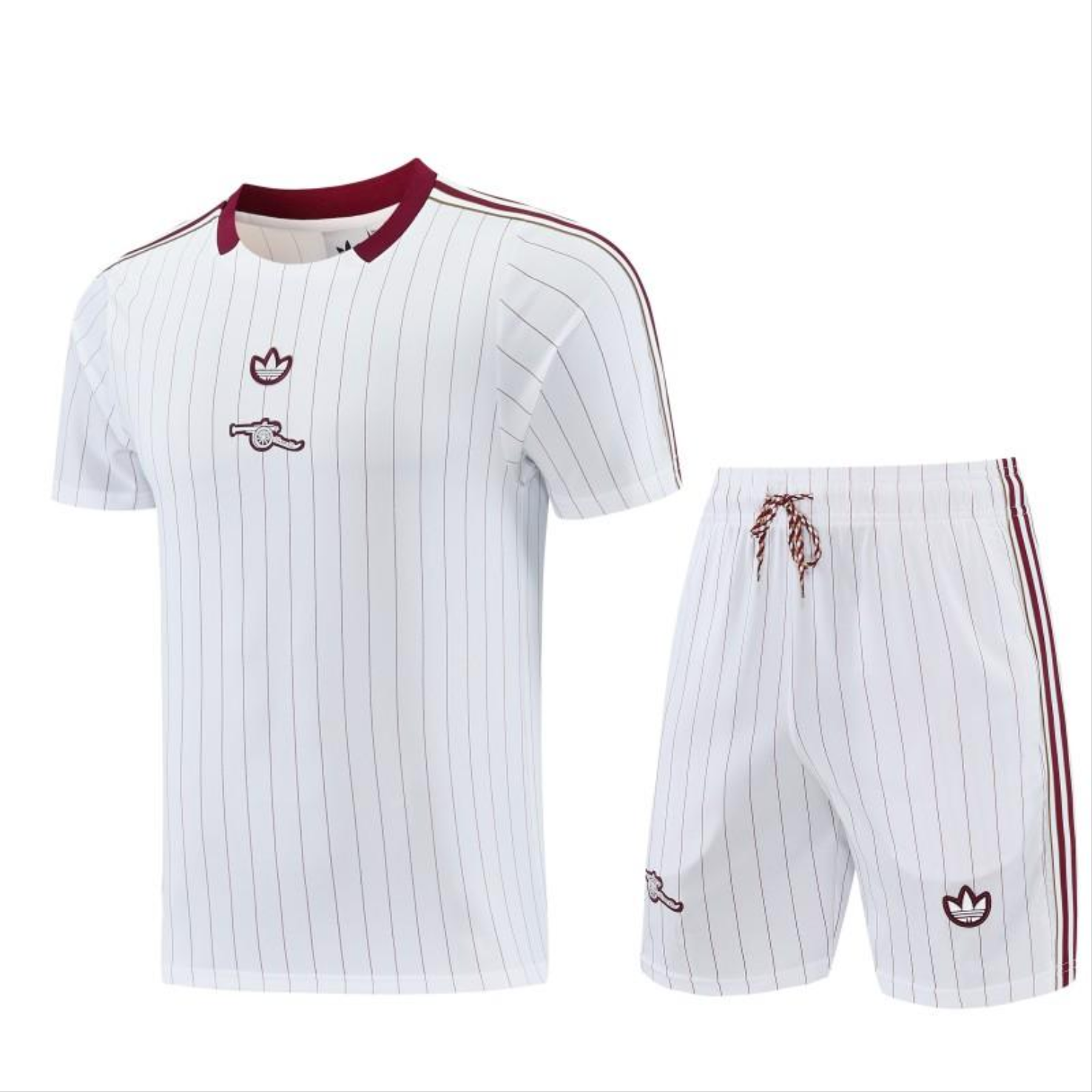 26/27 Arsenal White Pinstripe Short Sleeve+Soccer Shorts S-2XL