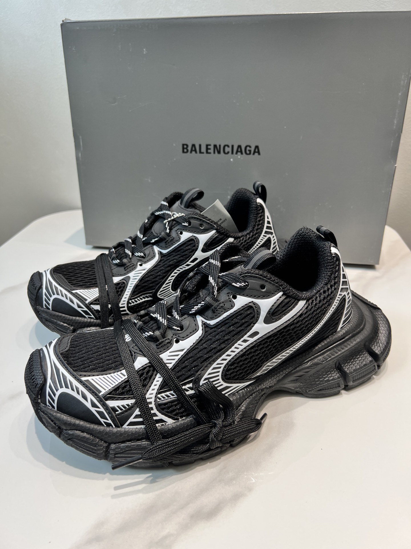 Balenciaga 3XL Panda Mesh and Polyurethane Wrapped Laces Oversized Chunky Sneakers - KAIROO