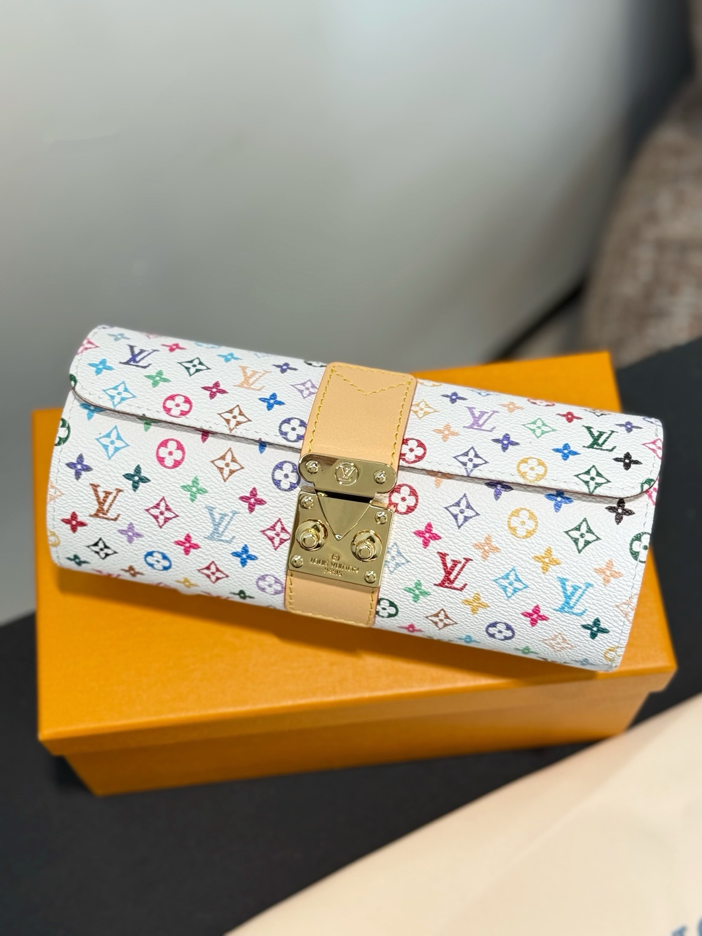 LV Etui Bijoux jewelry case in White multicolored canvas