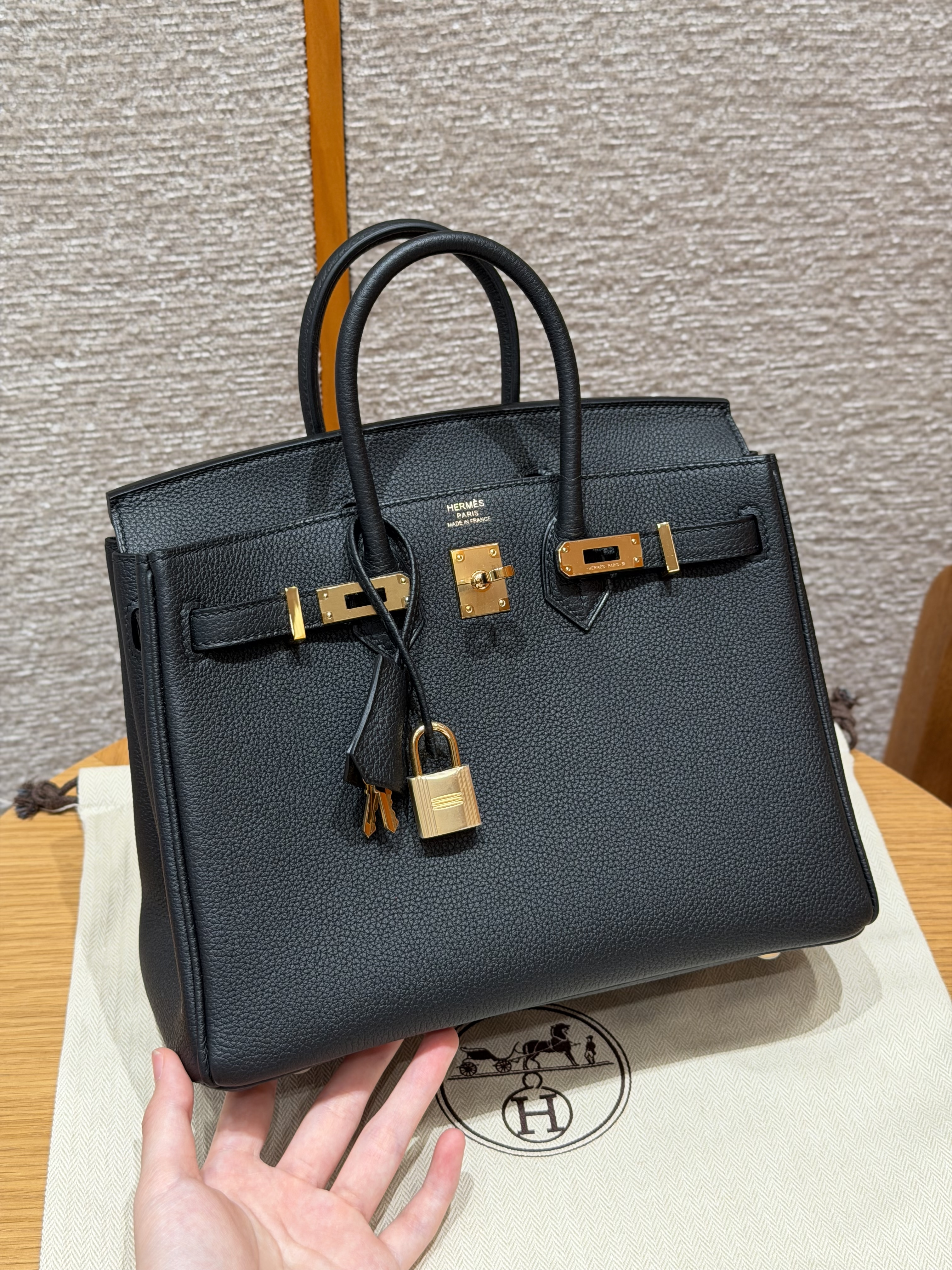 Hermes Black Togo Birkin 25 Bag