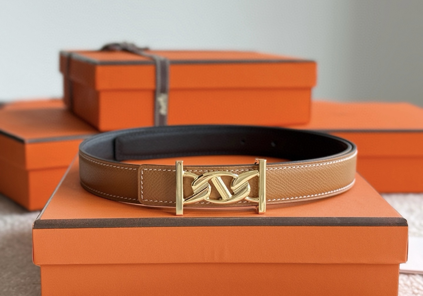 Hermes My H Reversible Leather Belt 24mm