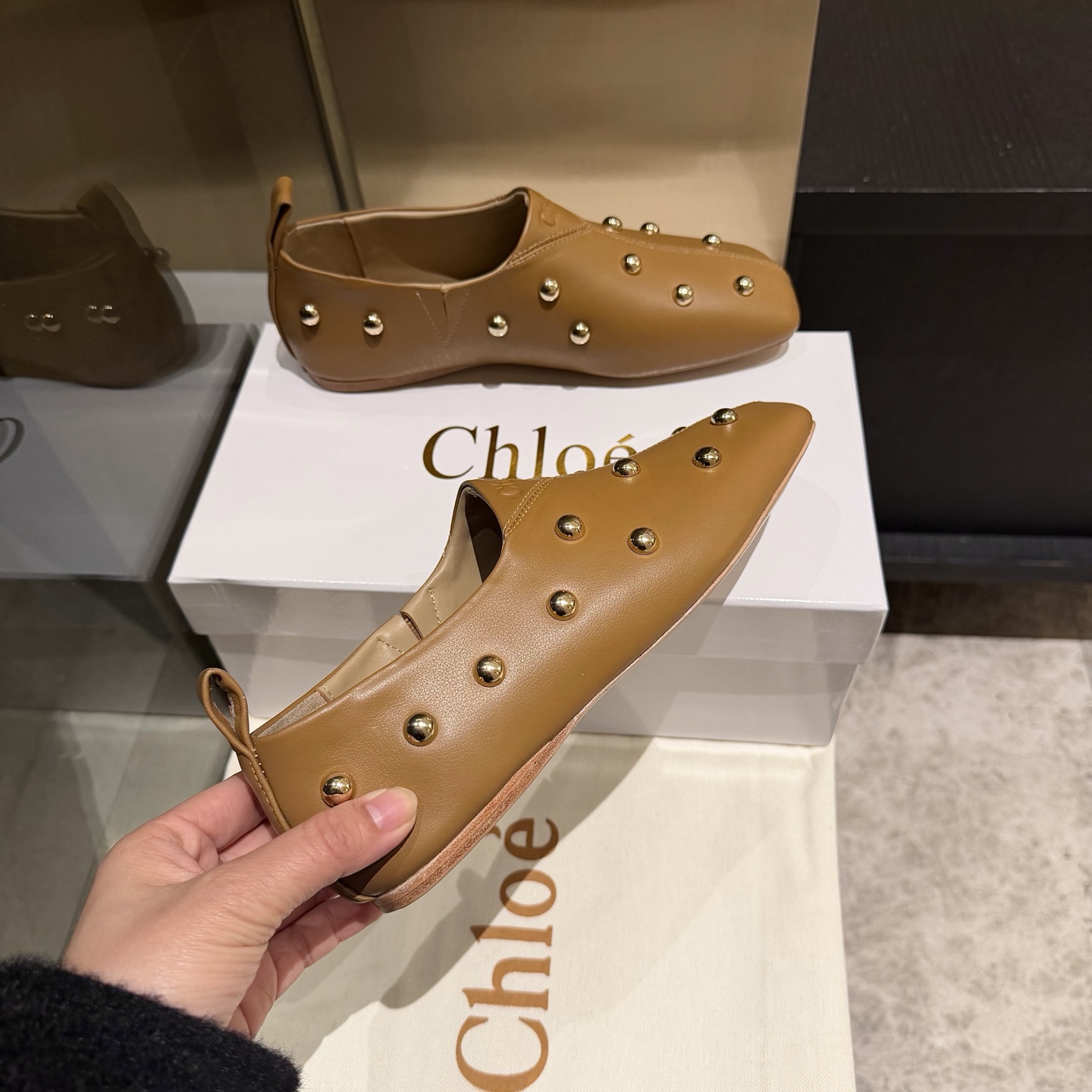 Chloe Studded Leather Ballet flat