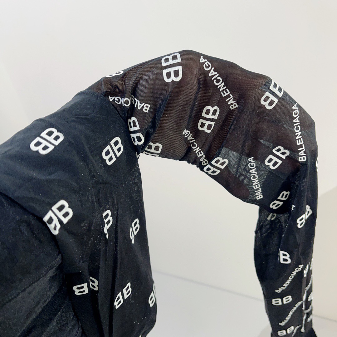 Balenciaga Allover BB Logo Print Sheer Nylon Tights Stockings - KAIROO