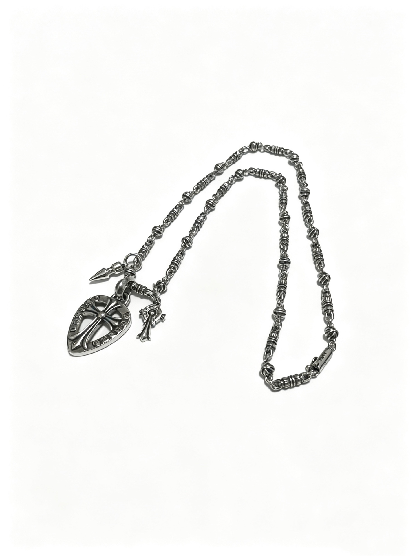 Chrome Hearts Oxidized Silver Unisex Necklace 60cm