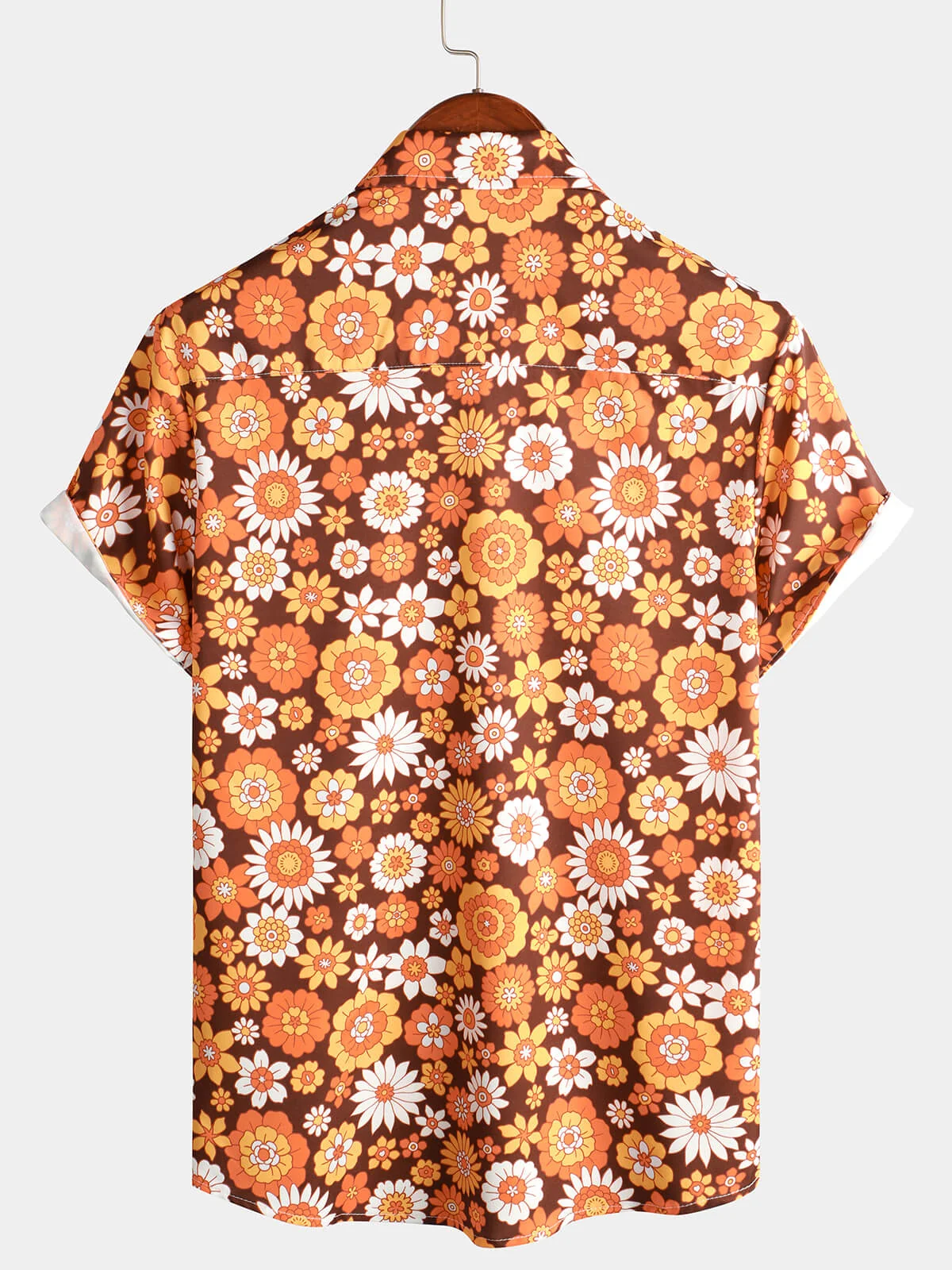 Men's Vintage Floral Button-Up Short Sleeve Beach Disco Summer 70s Retro Hawaiian Shirt