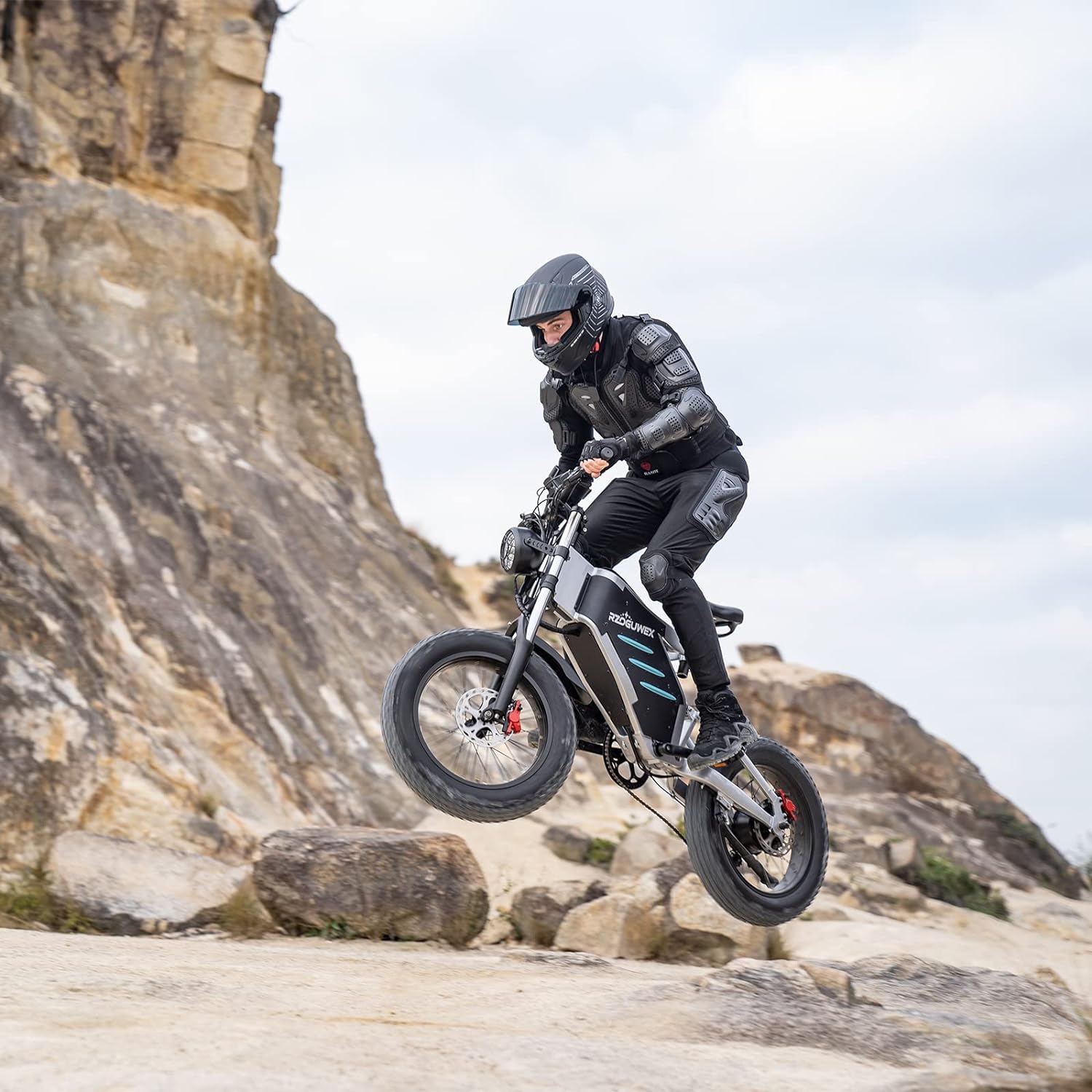 RZOGUWEX Electric Bicycle, 20 Inch Off-Road EBIKE for Adults with Removable 48V 25Ah Lithium-Ion Battery, 7-Speed ​​Snow Bike with Double Shock Absorbers and Brushless Motor
