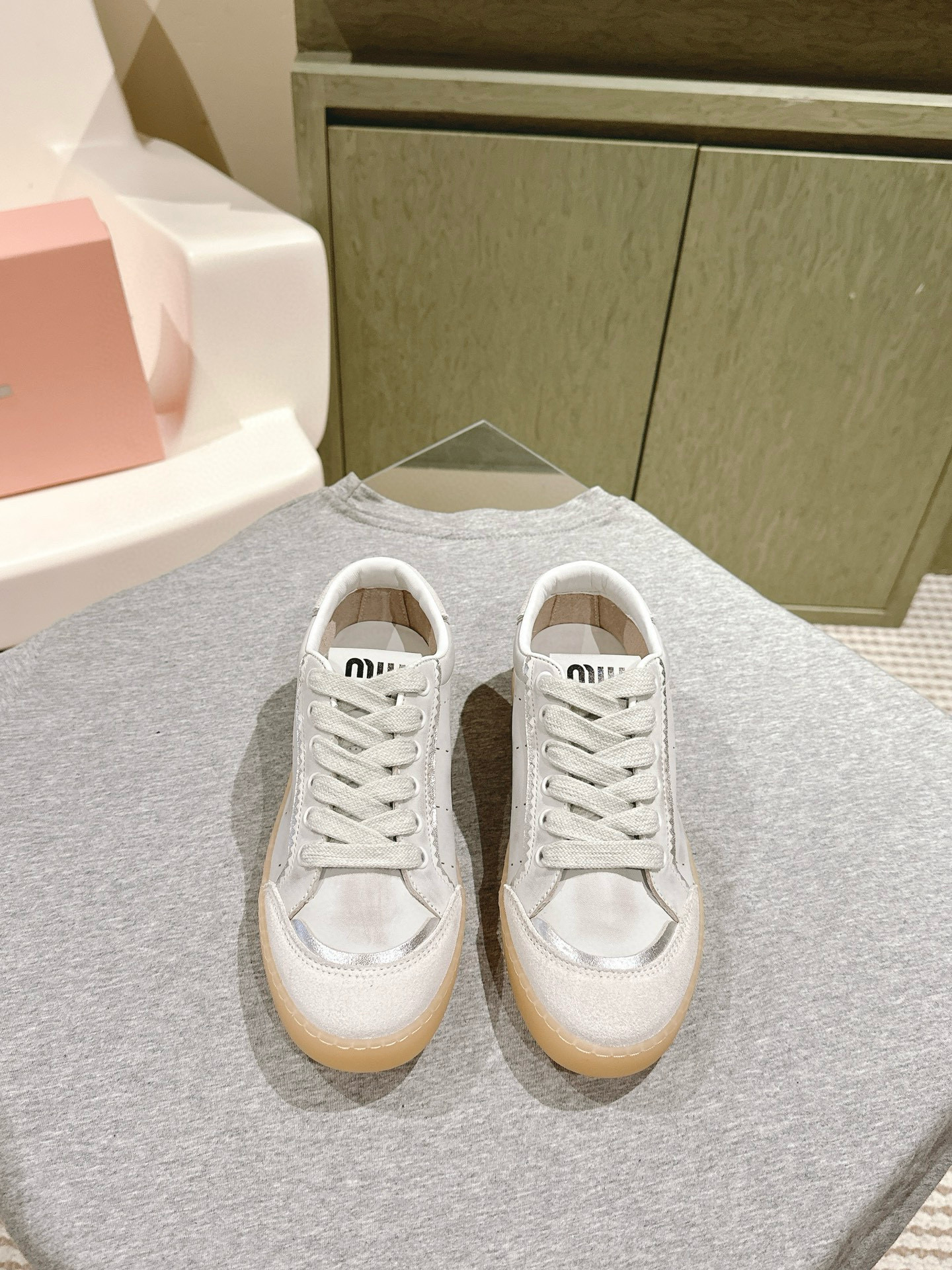 Miu Miu Bleached Leather Sneaker