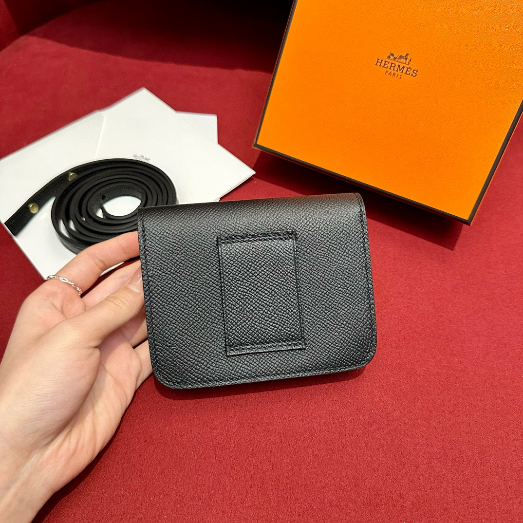 Hermes Black Epsom Constance Slim Wallet