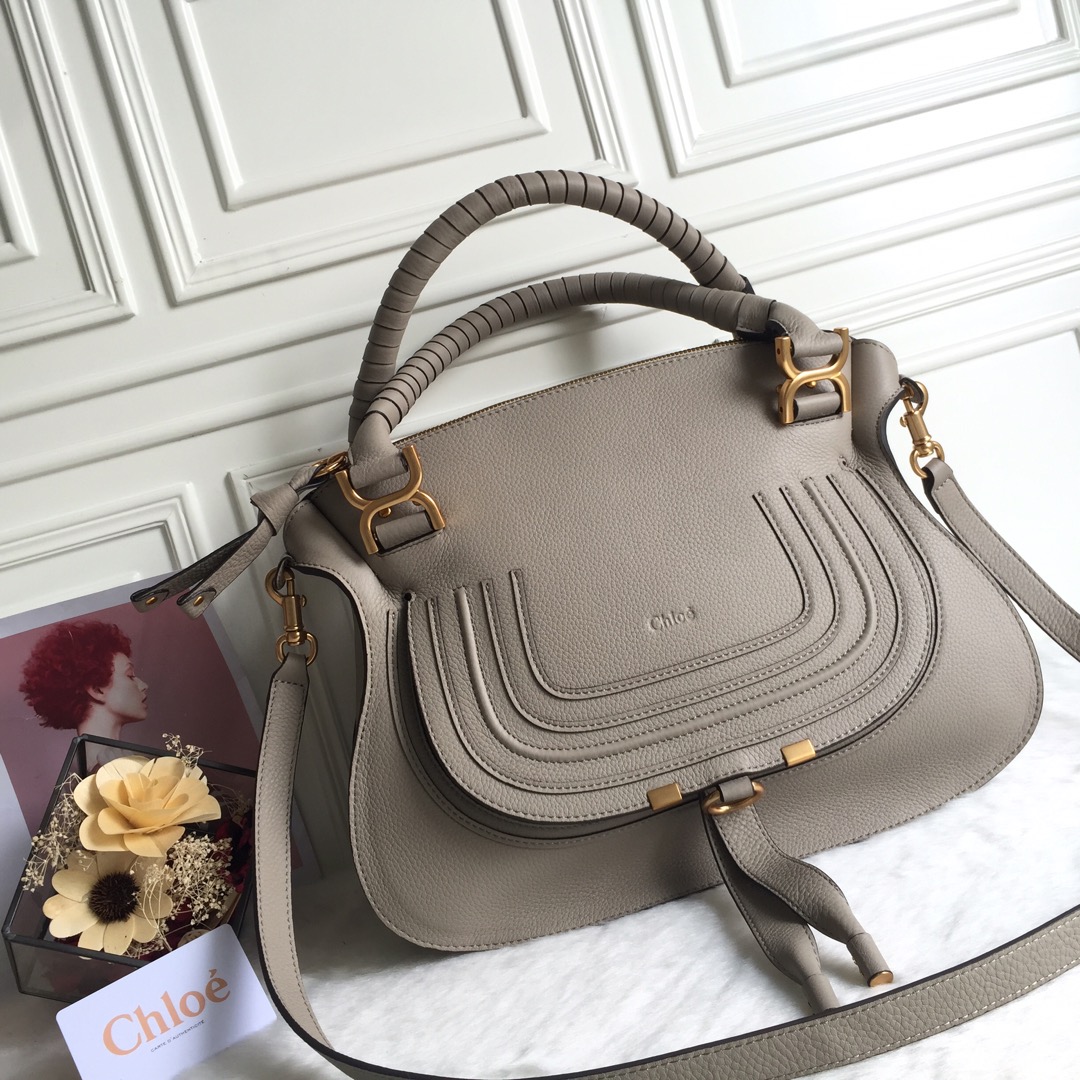 Chloe Large Marcie Bag in Grained Calfskin-Grey