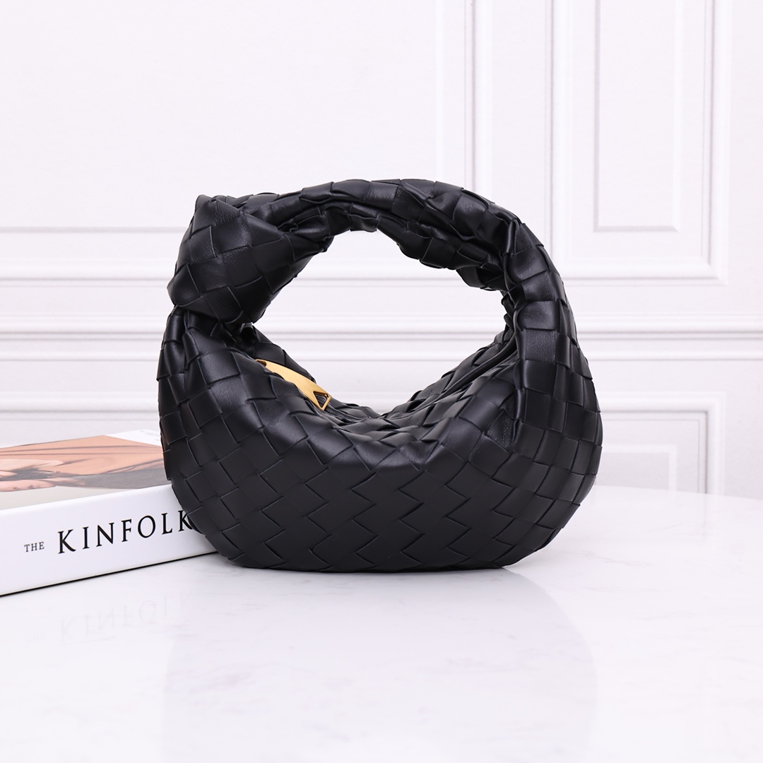Bottega Veneta Mini Jodie in Black Intrecciato leather