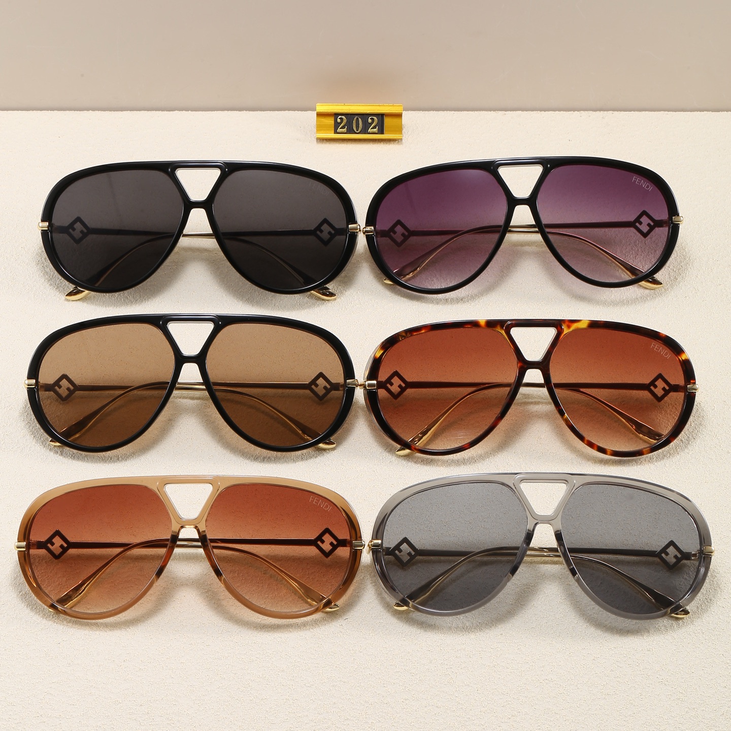 Fendi Classic Double-Bridge Aviator Sunglasses - KAIROO