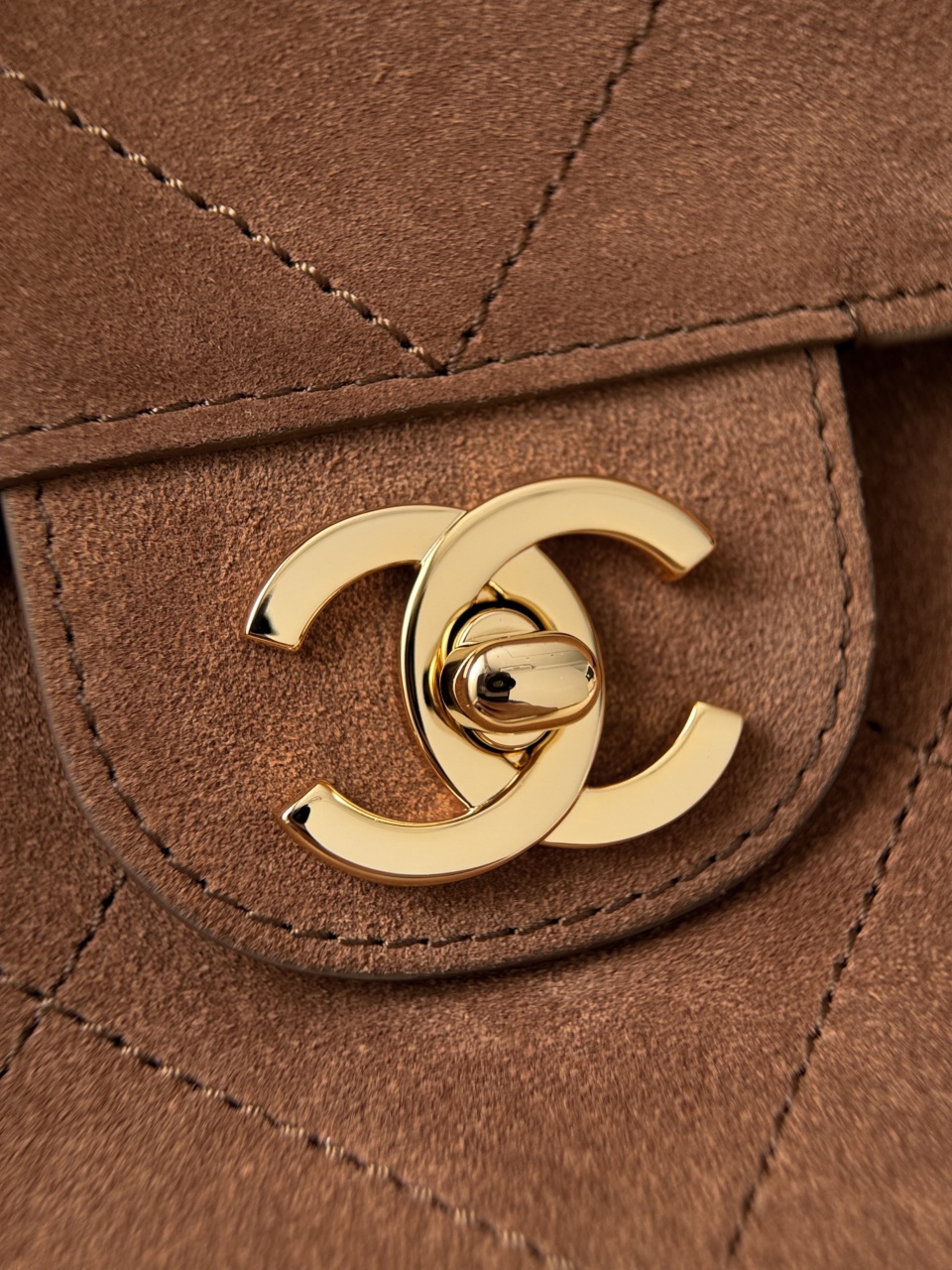 CHANEL 2026 Light Brown Maxi Flap bag in Suede Calfskin AS6234