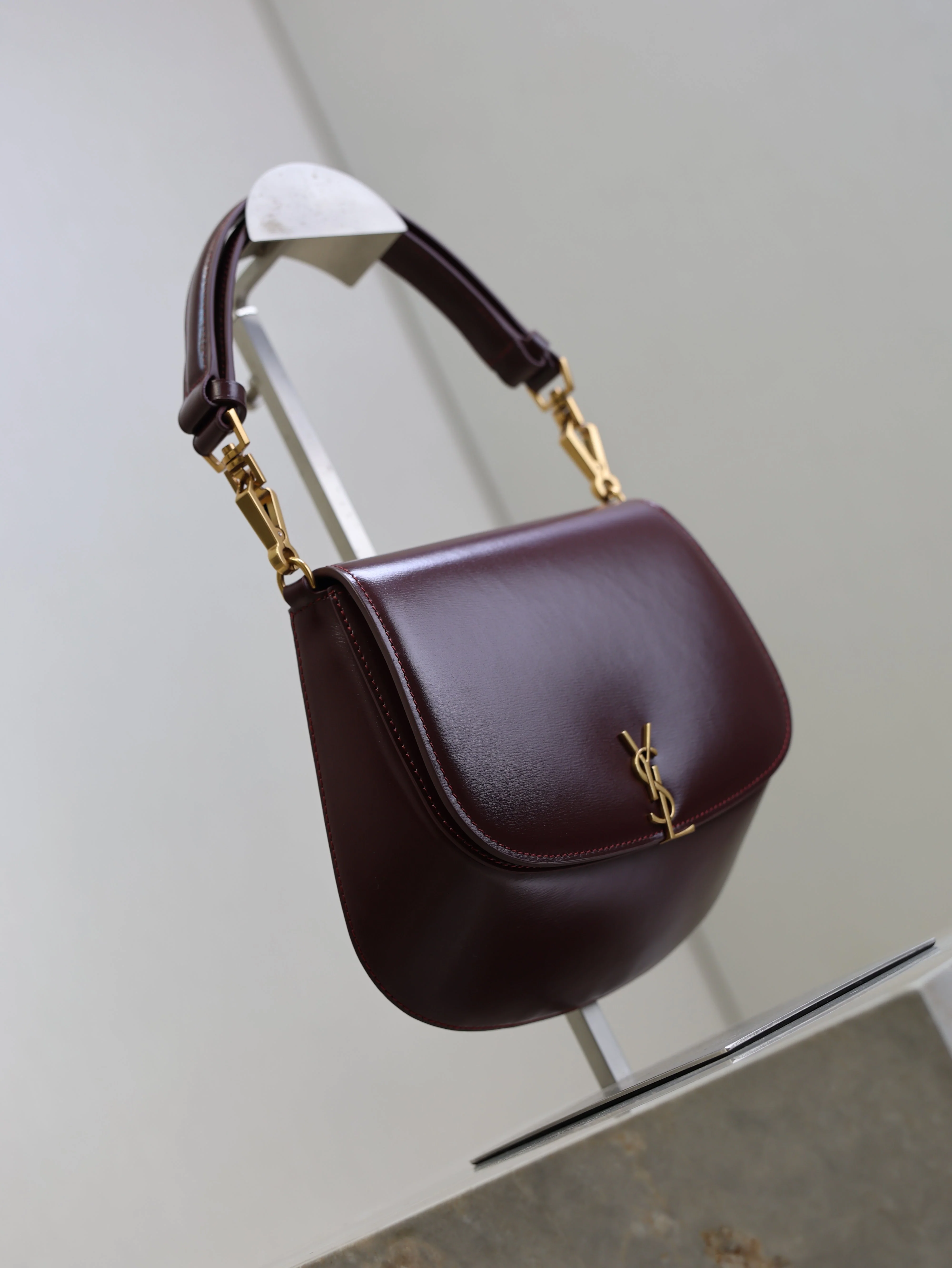 Saint Laurent YSL Mini Voltaire 21cm Burgundy Calfskin GHW